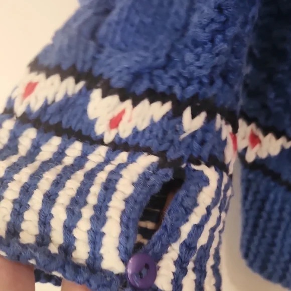 VTG Birch Bros Nordic Fair Isle Novelty Animal Pullover Sweater Blue Sz M - Picture 7 of 12